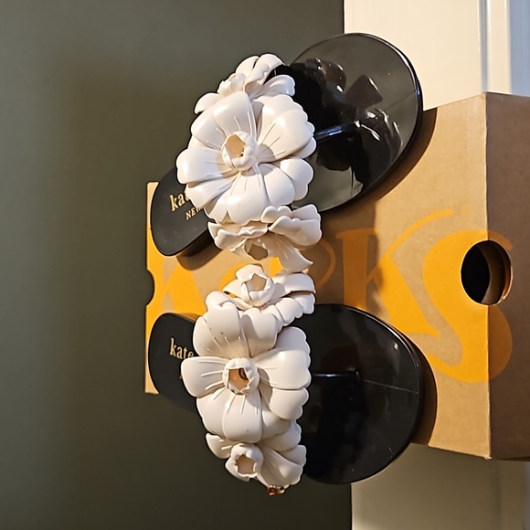 Kate Spade Black and White Floral Sandals - Picture 2 of 5